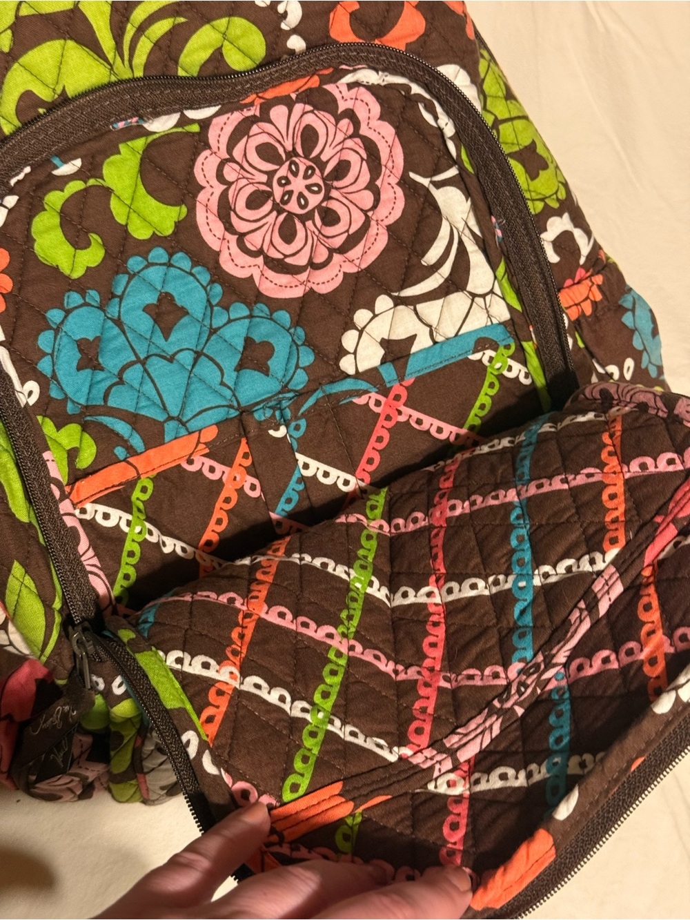 Retired Vera Bradley Mod Floral Pink Quilted Backpack - Picture 8 of 9